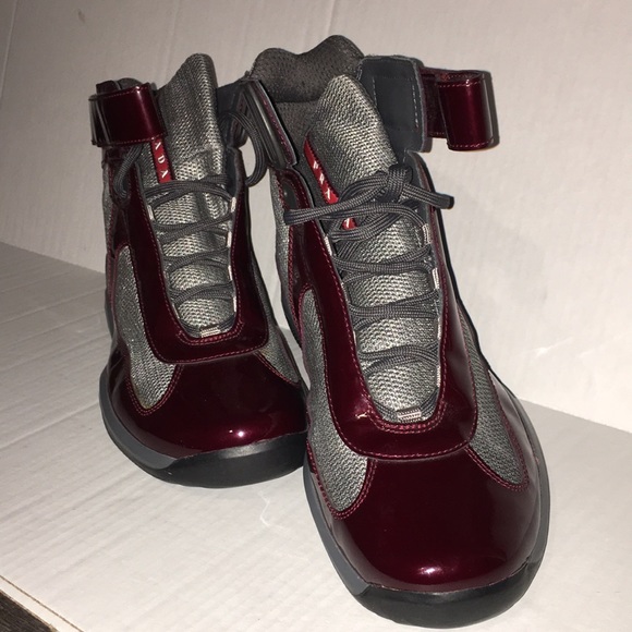 maroon prada sneakers